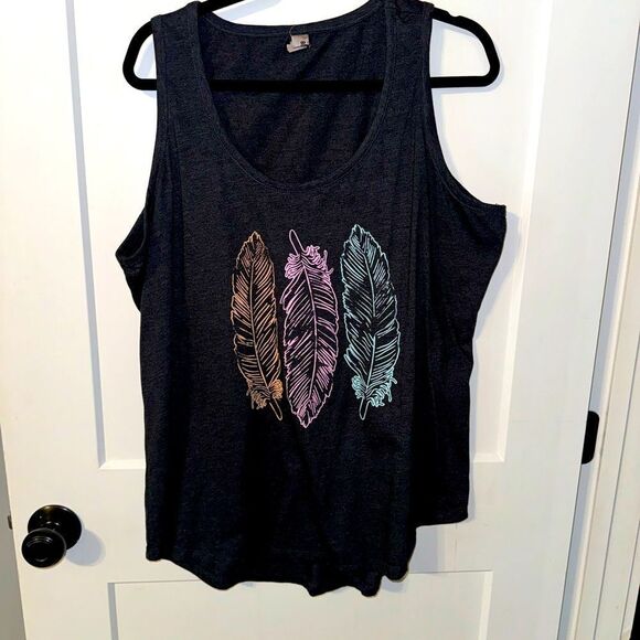 INSTANT MESSAGE BRAND WOMENS TANK TOP FEATHERS - Picture 1 of 4